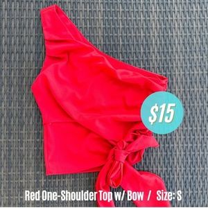 Red One-Shoulder Top w/ Bow